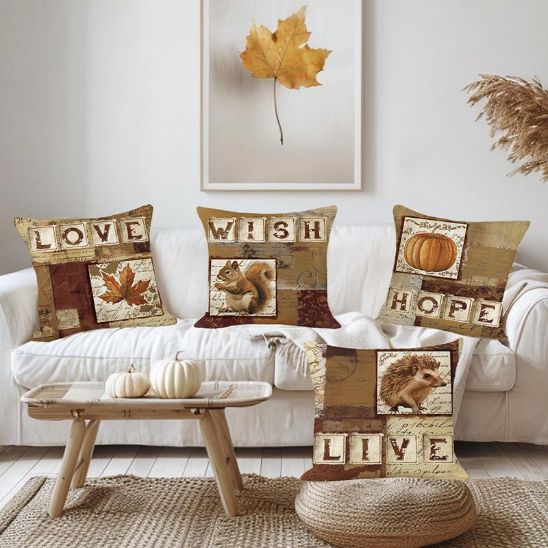 Printed Pillow Cover Cute Animal Linen Living Room Decoration Pillow Cover Bedroom Headboard Cushion Cover