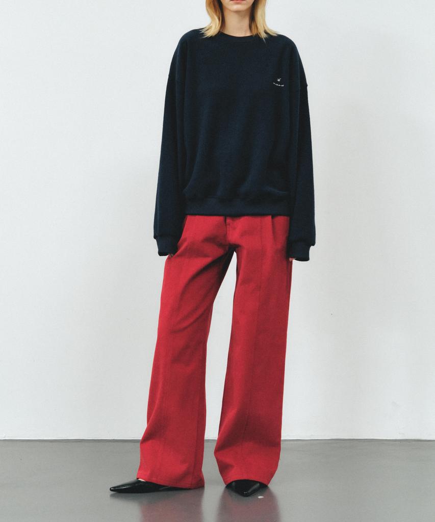 Aente Peach Cotton Wide Pants - Vintage Red