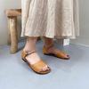 Johnature Genuine Leather Flat Sandals Handmade Leisure Peep Toe Belt Buckle Soft Sole Women's Shoes