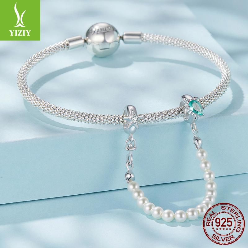 Turtle Starfish Pearl Silicone Positioning Safety Chain Exquisite And Elegant S925 Sterling Silver Bracelet Beaded