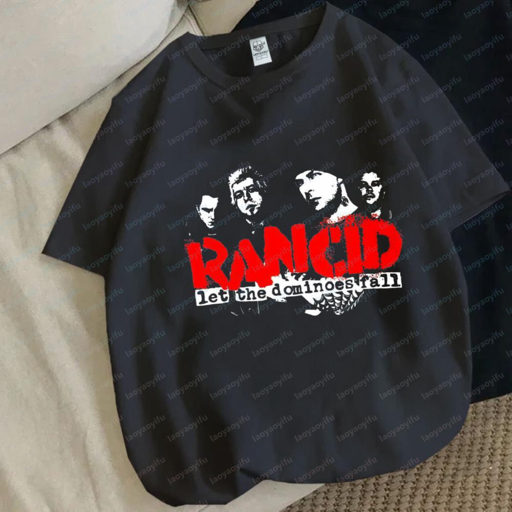 Let The Dominoes Fall Print TShirt Rancid Fan Unisex Tops Punk Lover Cotton Tee Vintage Classic Band Rock Women Unisex Streetwear