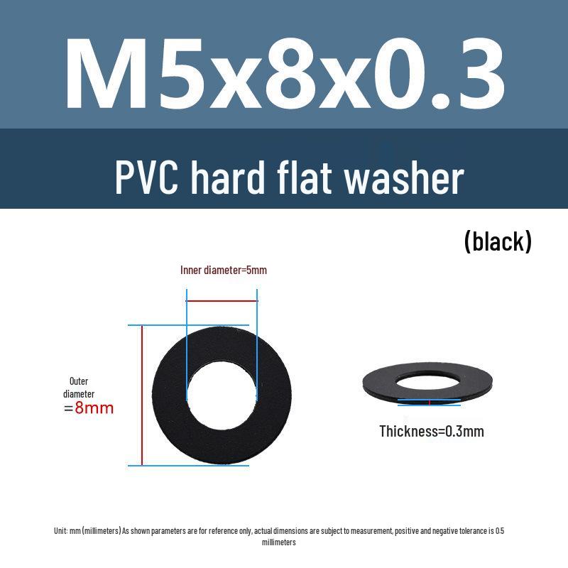 Yigu Black Nylon PVC Sealing Washer M4/M5: Thick, Insulating Plastic for Screws