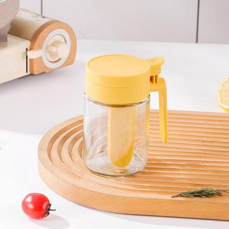 Haushaltsküche Feuchtigkeitsgeschütztes Gewürzglas Salzbehälter 2 in 1 Glas Gewürzflasche Löffel Trennung Glas Gewürzdose