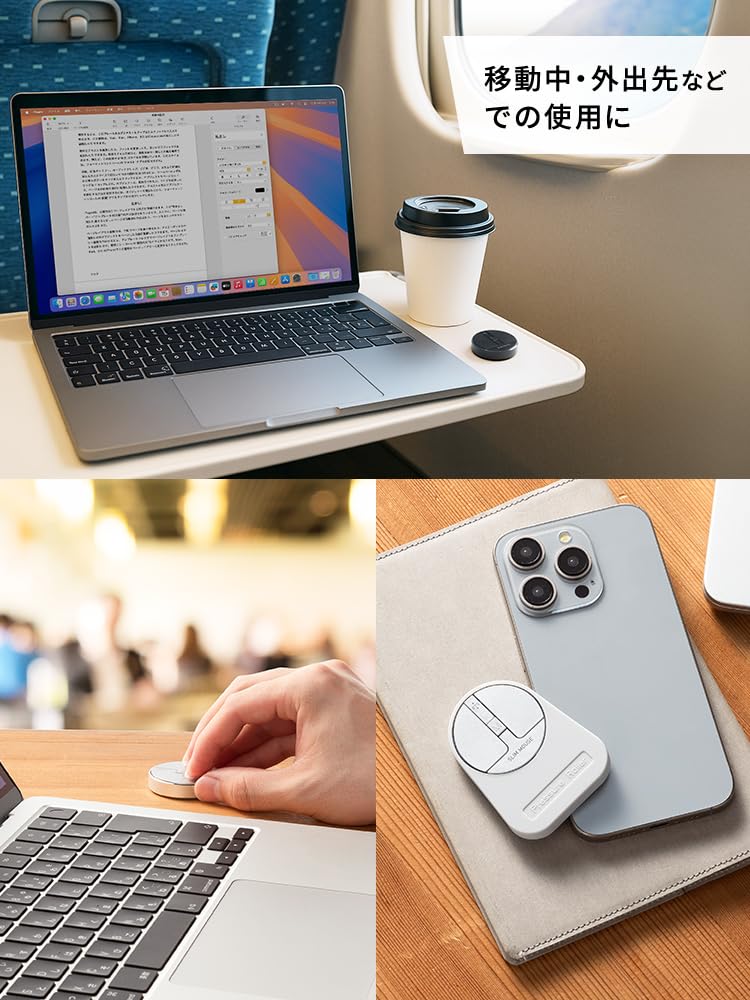 E-Supply Ultra-Small Bluetooth Wireless Mouse, 3-Device Multi-Pairing, Quiet, Rechargeable, DPI Switching, Slim, USB-A Receiver Connection, Silicone