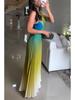 2025 European & American Gradient Sleeveless Backless Pleated Dress
