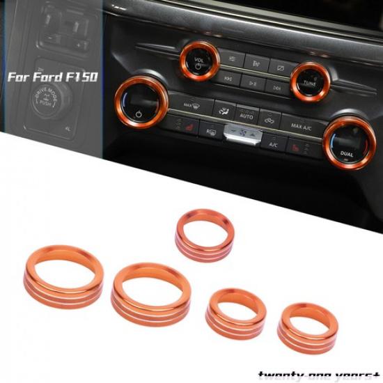Air Conditioner Headlight Radio Switch Knob Trim Ring For Ford F150 2021+ Orange