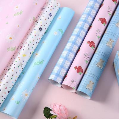 Chic White Kraft Wrapping Paper: Cute Bouquet & Book Cover