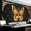 European Style 3d Wall Mural Butterfly Jewelry Black Soft Roll Wallpapers Living Room Bedroom Background Wall Papers