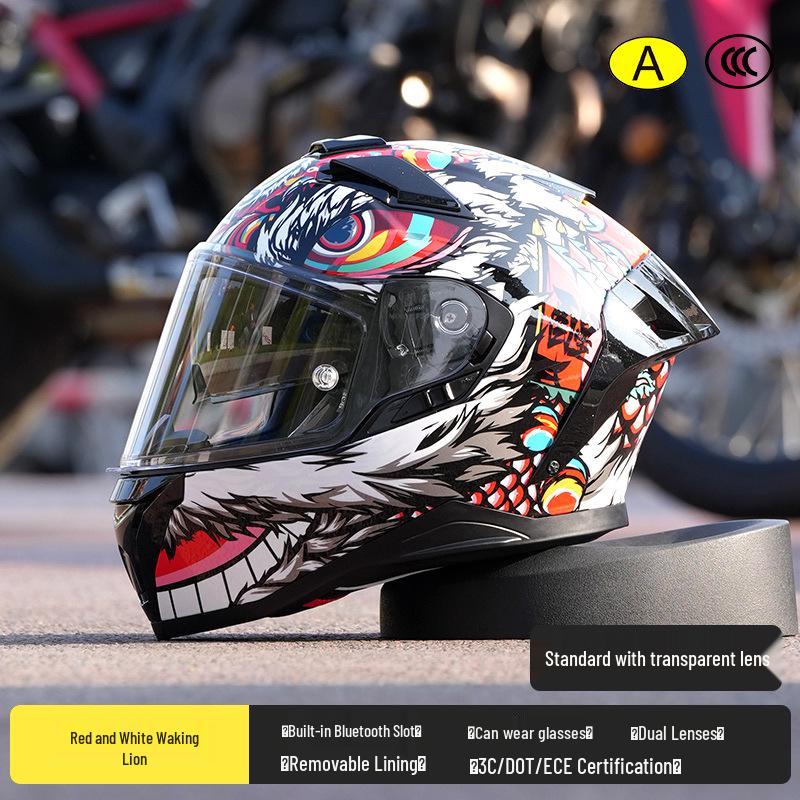 RSV Motorcycle Helmet with Double Visor, Men's Full Face, All-Season, Universal Fit, 3C Certified (Model 939)