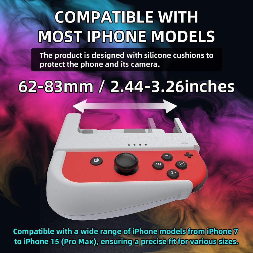 IFYOO SGSX1 Ergonomic Grip and Stand Combo Set for Switch iPhone Grip Case Holder Bracket White Joy-Con Controllers, 7-15, Joy-Con -