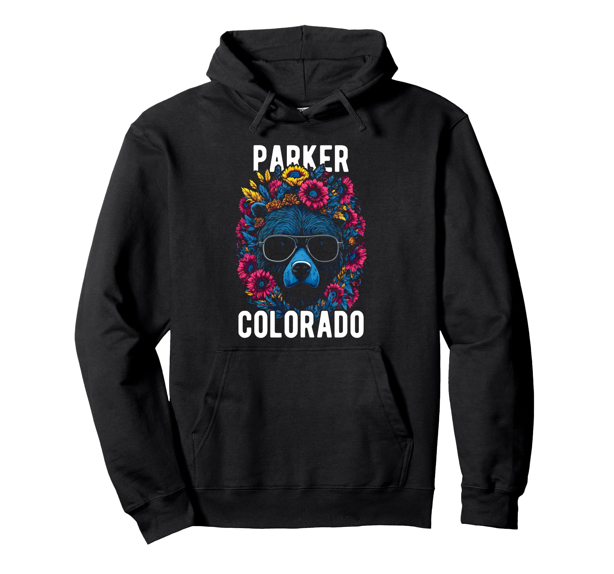

Parker Colorado USA Fun Bear and Flower Design Hoodie