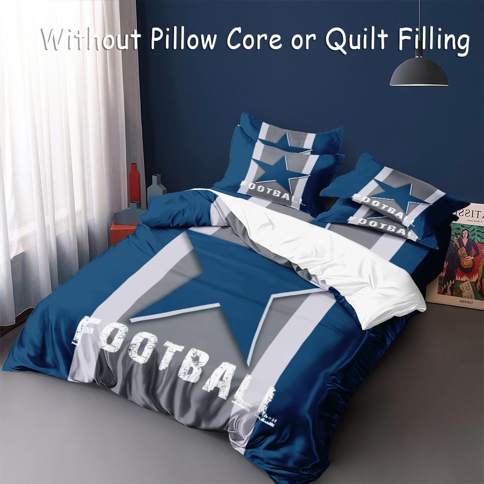 Polyester Duvet Cover Set Pentagram Sports Football Stripe 3D Comfortable Soft And Breathable For Bedroom Men Teens Couple Room