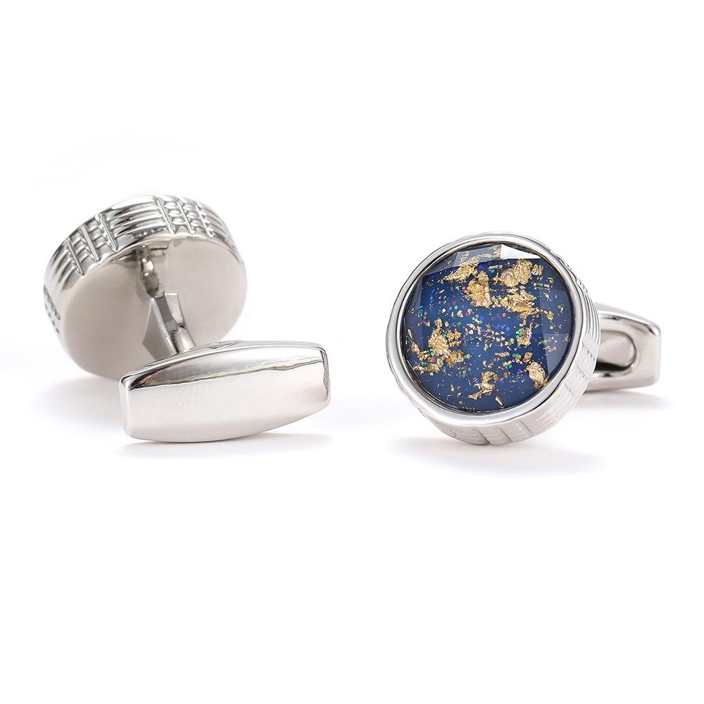 Men's Exclusive 2022 Round Gold Cufflinks - Colorful Shirt Sleeve Studs (XK22S017)