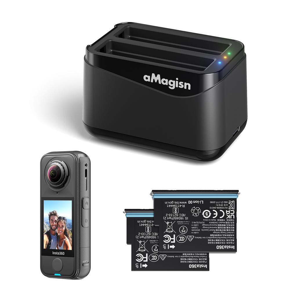 AMAGISN Dual-Slot Schnellladestation für Insta360 X4 Air Action-Kamera
