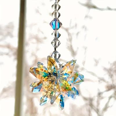 Snowflake Faux Crystal Sun Catcher Decoration Indoor Outdoor Home Office Garden Window Car Rearview Mirror Hanging Ornament Pendant