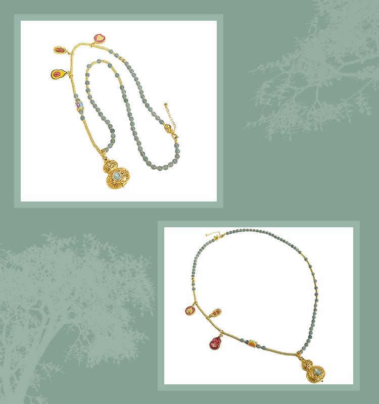 Natural Jade Wealth & Blessing Necklace: Elegant Handmade Design with Copper-Plated Gold for Long-Lasting Beauty