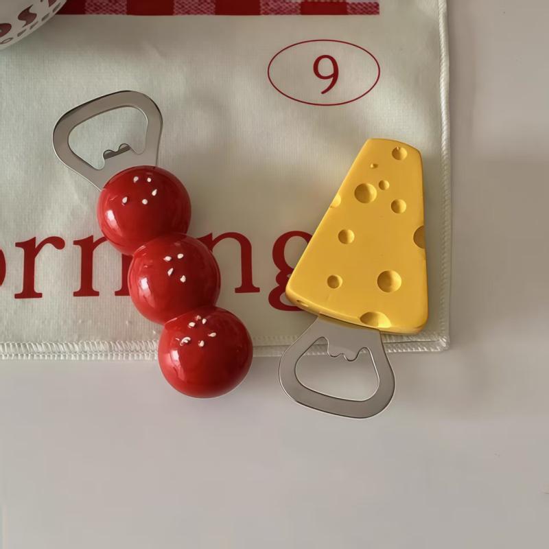 1Pcs Cute Beer Opener Kawaii Candied Haws Cheese Refrigerator Magnets Home Decor Kitchen Gadgets Cute Bottle Opener Key Chain