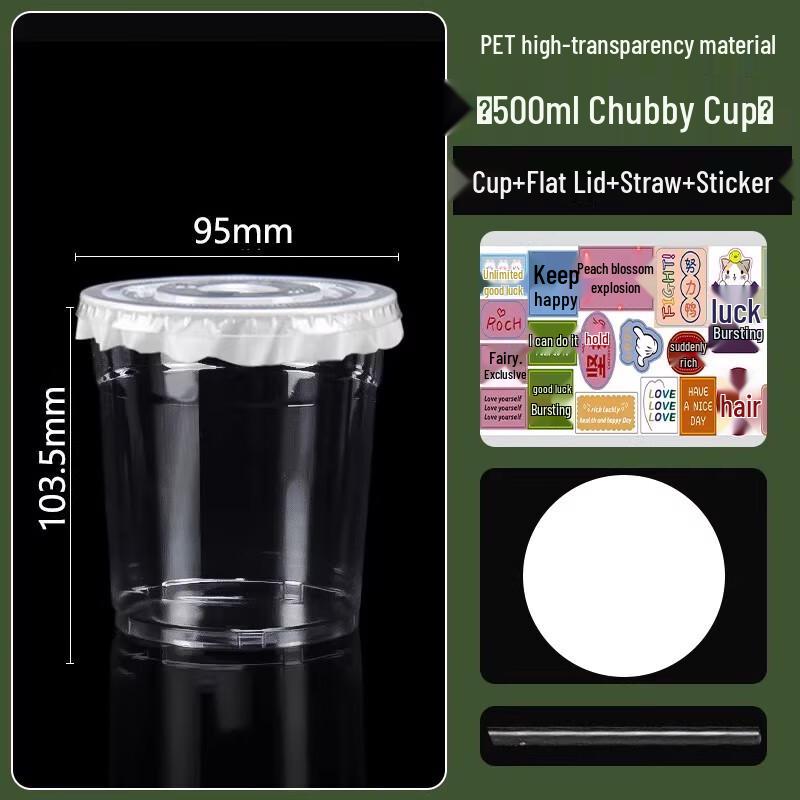 

Miaojiayi Disposable Plastic Cups with Lids and Straws