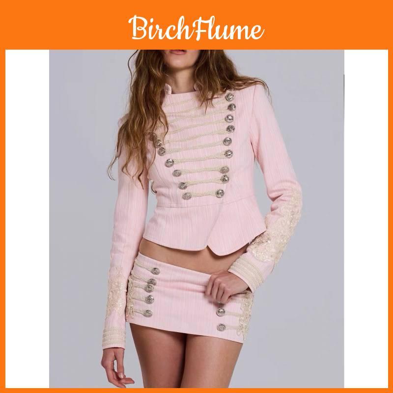 Jaded Londaw Lace Embroidered Short Jacket And Bodycon Skirt Set For Date Night