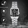 Aroncent Pair Couple Waterproof Square Watch Rome Analog Antique Stainless Silver Anniversary Valentine's Day Christmas Gift for Boyfriend and