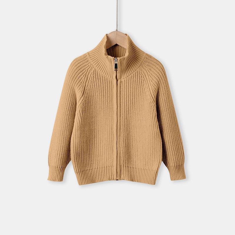 

Зимовий дитячий в язаний кардиган-светр Бавовняний пуловер на блискавці Для хлопчиків та дівчаток Верхній одяг Повсякденний Універсальний Шкільний Підлітковий Дитячі Топи 90cm хакі