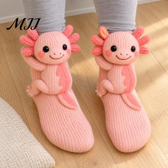 Creative 3D Doll Socks 1 Pair Knit Animal Socks, Fuzzy Cute Novelty Thick Durable Cotton Hand Crocheted Floor Sock, Stuffed Christmas Gift