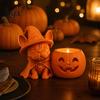 Dekoracyjna Figurka Psa Wiedźmy Halloween Statuetka Buldoga Francuskiego, Drukowany 3D Uchwyt na Świecę Dynia, Stojak na Statuetkę Urocza Dekoracja na Stół na Święta