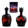 Gothic Vampires Whiskey Decanter Glass Liquor Bottle with Bat Castle Design Halloween Bar Decor for Bourbon