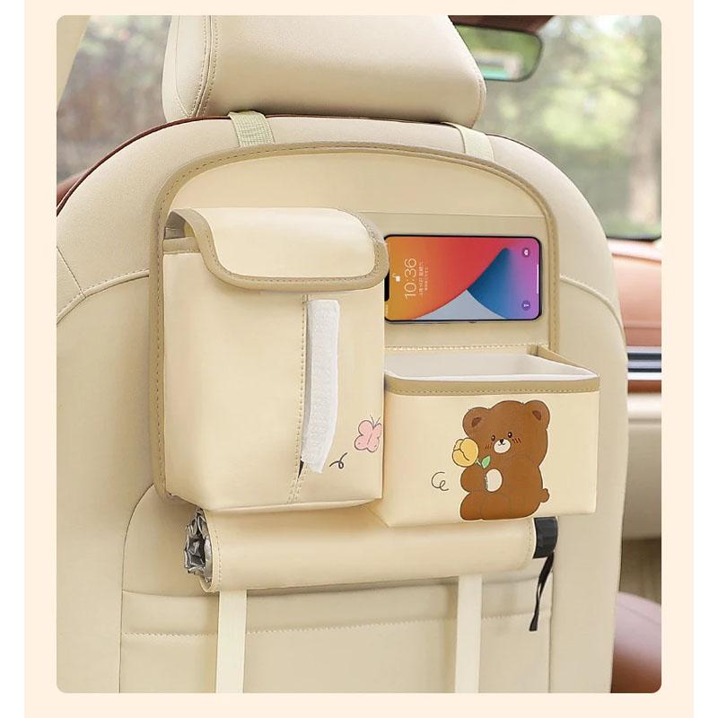 PU Leather Organizer for Children Baby Car Seat Tissue Box Garbage Bin Travel Accessories Car Back Seat Organizer