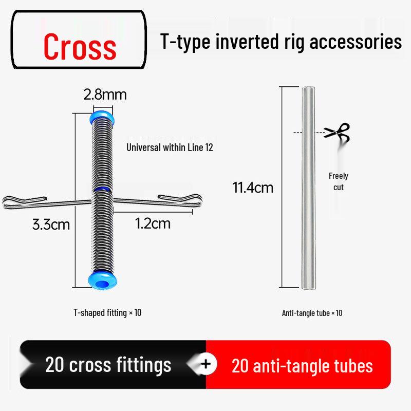 Inverted T-Shaped Fishing Rig: Anti-Tangle Hose, Quick-Release Buckle, and String Hook Accessories