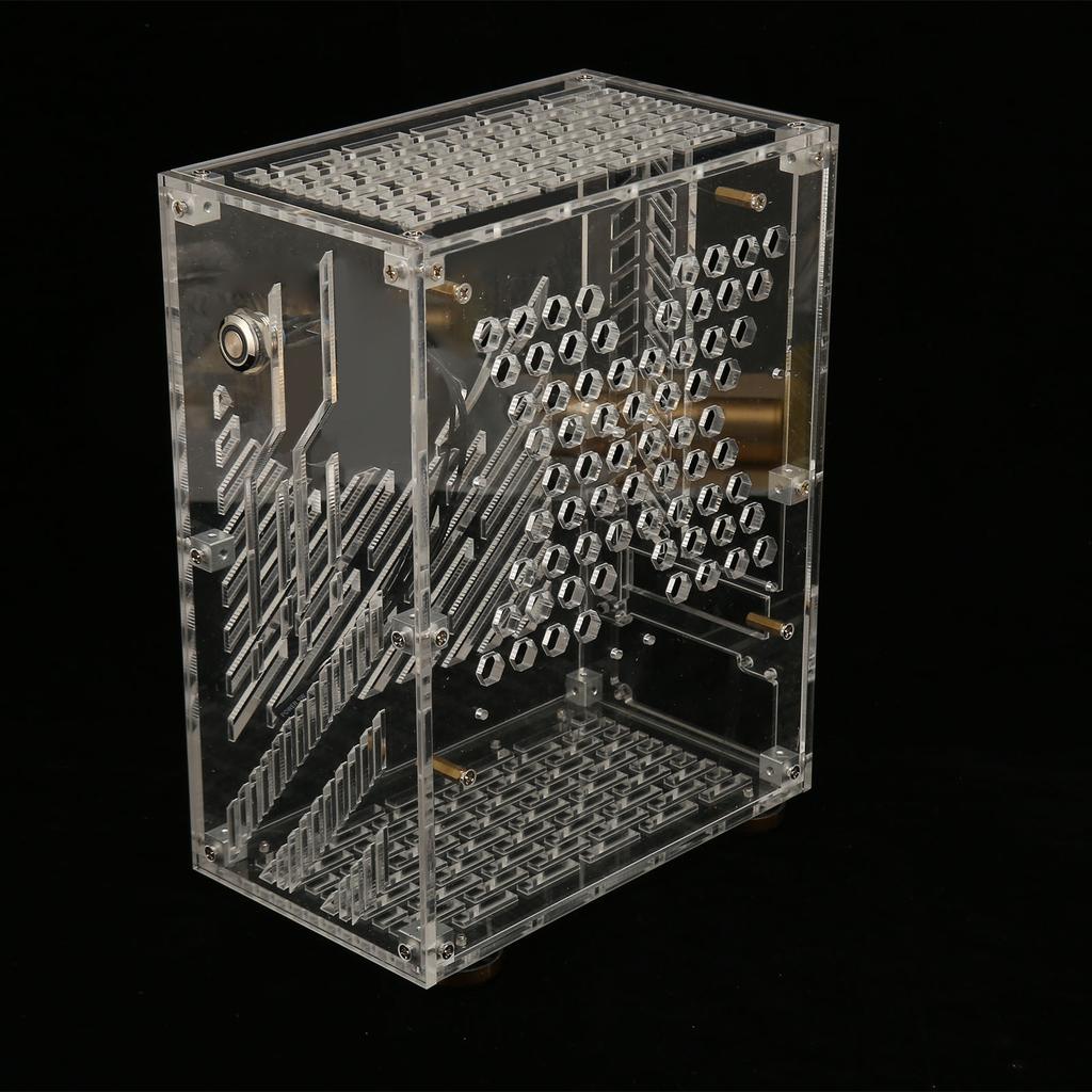 Case ITX 4,3L Pannello in Acrilico Trasparente Ammortizzazione Raffreddamento a 360° Piedini Ammortizzati Case PC per Alimentatore 1U SSD da 2,5 pollici