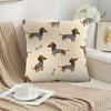 1pc Dachshund & Bone Print Pillow Cover - Soft Polyester, Zipper Closure, Symmetrical Geometric Design, Machine Washable - Ideal for Spring & Summer H