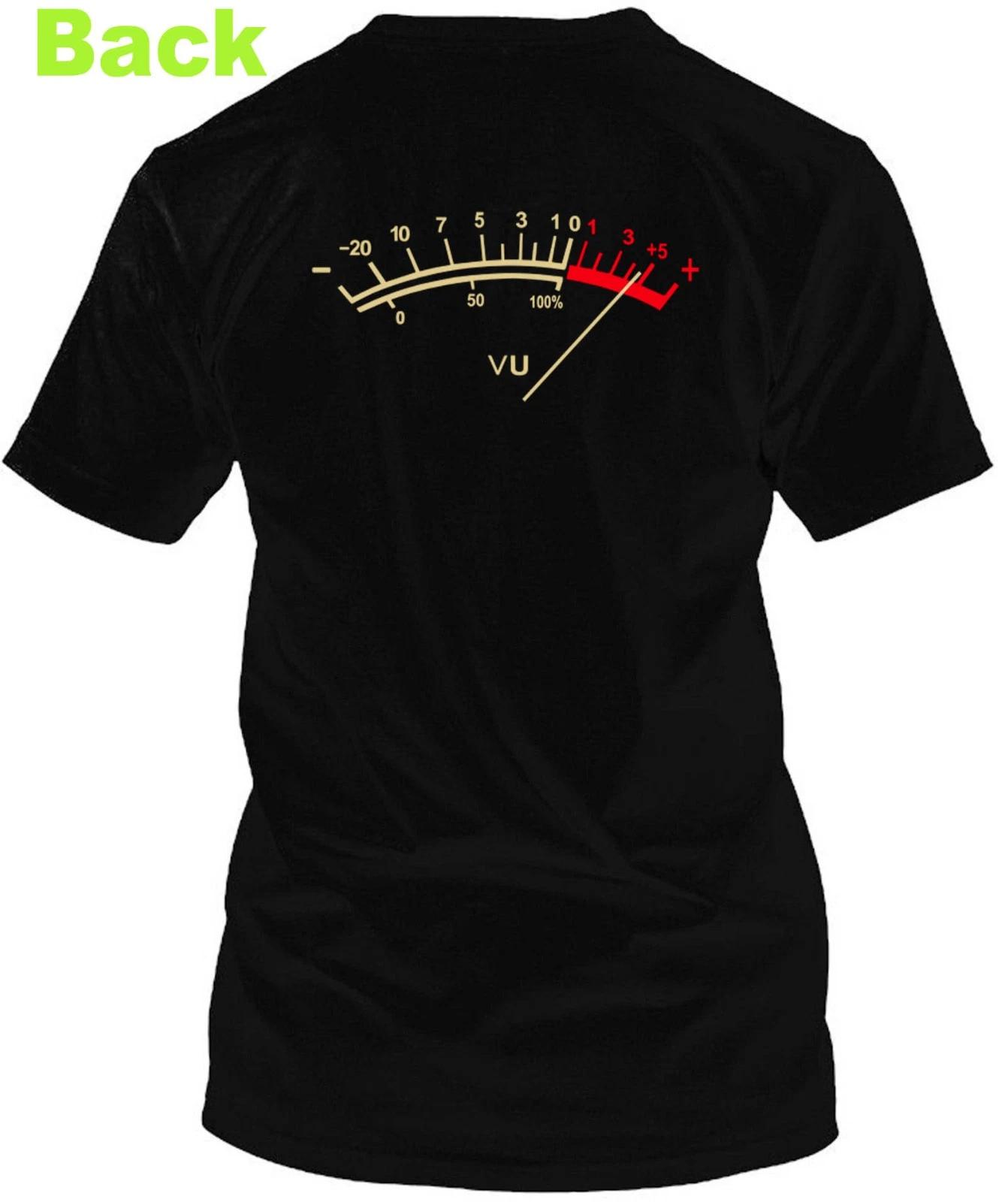 VU Meter Analog Classic Hi Fi DJ Style Fashionable Back Print Unisex T-Shirt L