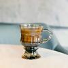 INS Vintage geprägte Glasbecher Gut aussehend Girly Heart Wasserbecher Hochbeinige Latte Kaffeetasse mit Henkel Nachmittagstee Shot
