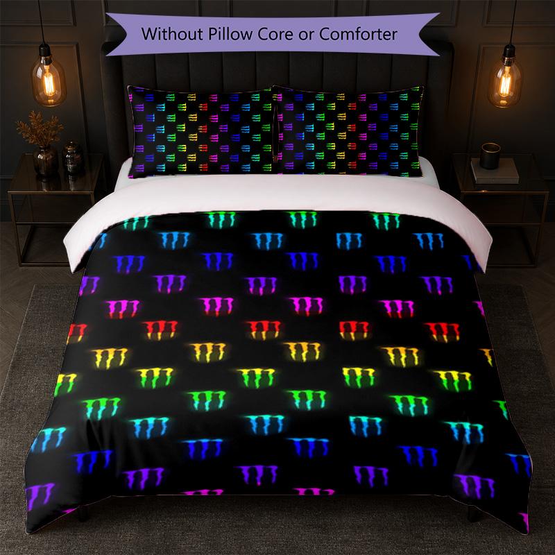 Set Copripiumino Monster Energy Stampa 3 Pezzi 1 Copripiumino e 2 Federe Biancheria da Letto Morbida per Camera da Letto Domestica