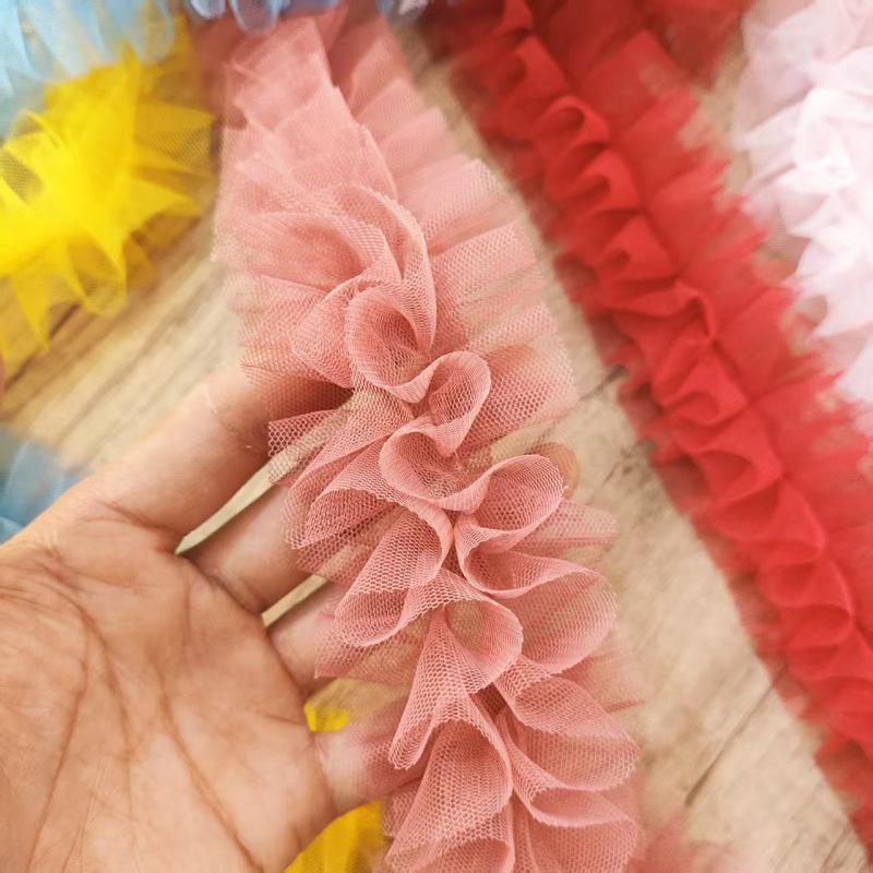 3D Pleated Mesh Lace for DIY Women's Clothing: Doll Dress, Scarf, Hat, Umbrella Decoration – Multiple Colors Available.