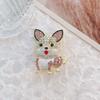 Lindos Broches de Perro de Dibujos Animados de Cristal de Lujo para Mujer Pines de Solapa de Animales Elegantes con Pedrería Accesorios de Joyería