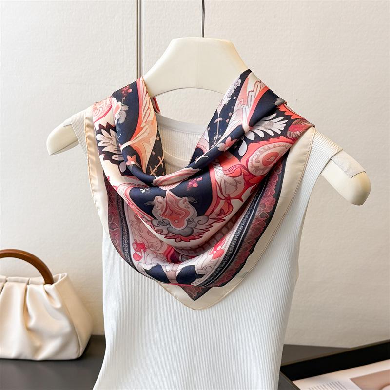 2026 New Neckerchief Female Luxury Square Scarf for Women Shawl Satin Hijab Fashion Wraps Hair Bands Ribbon Headband Bandann