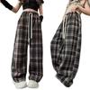 Kinder Baumwolle Frühling Herbst Karohose für Teenager Mädchen Lässig Locker Gerade Kordelzug Hose Kindermode Jogginghose