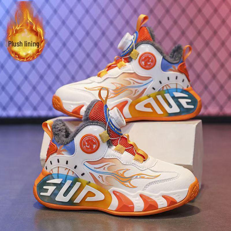 

Boys Fleece-Lined Leather Basketball and Running Shoes for Autumn/Winter 28