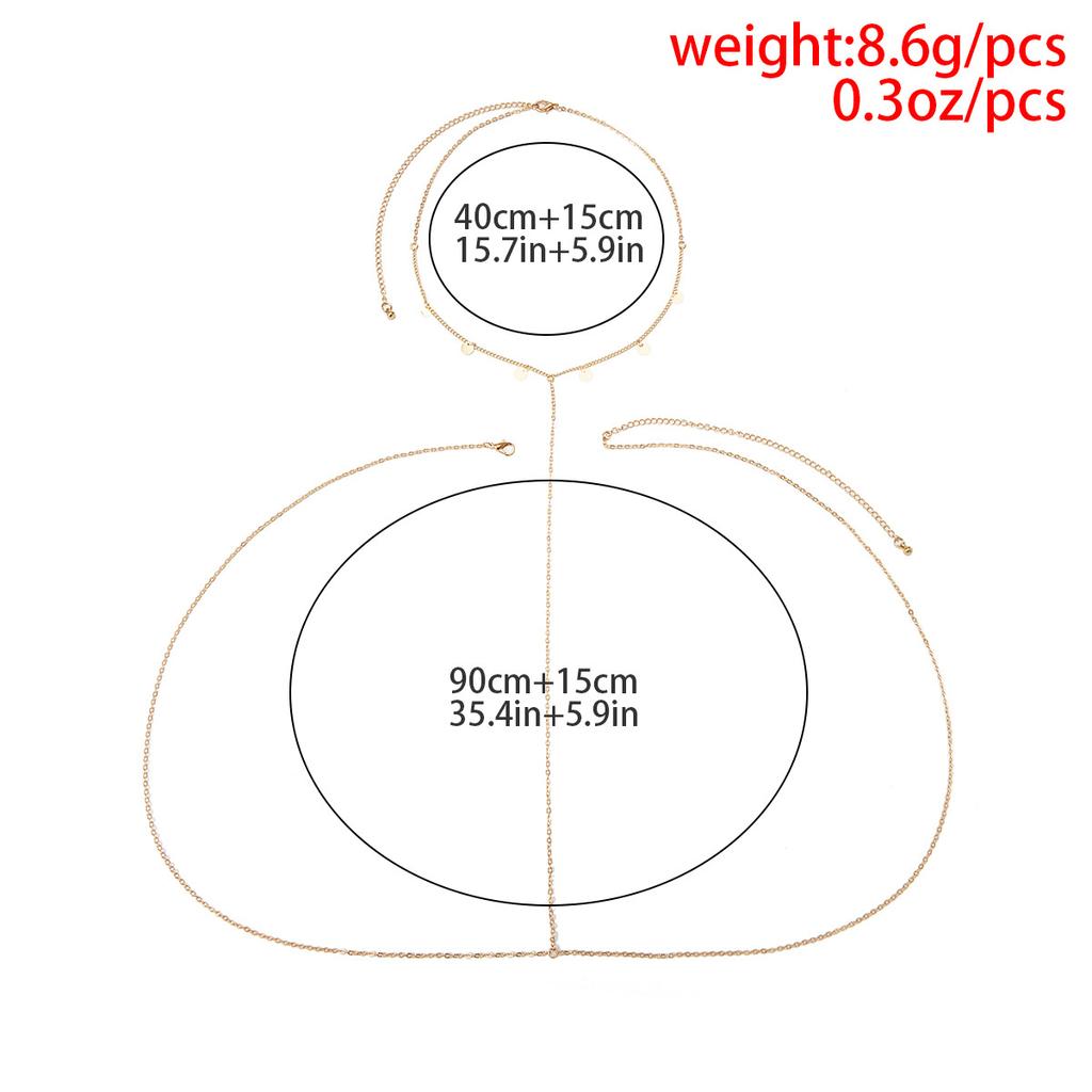 Simple Tassel Sequin Chest Chain Bikini Necklace Sexy Geometric Iron Chain Hot Girl Body Chain