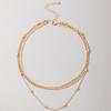 Fashion Metal Sweater Chain, Round Bead Chain Three-layer Necklace, Simple Geometric Collarbone Chain