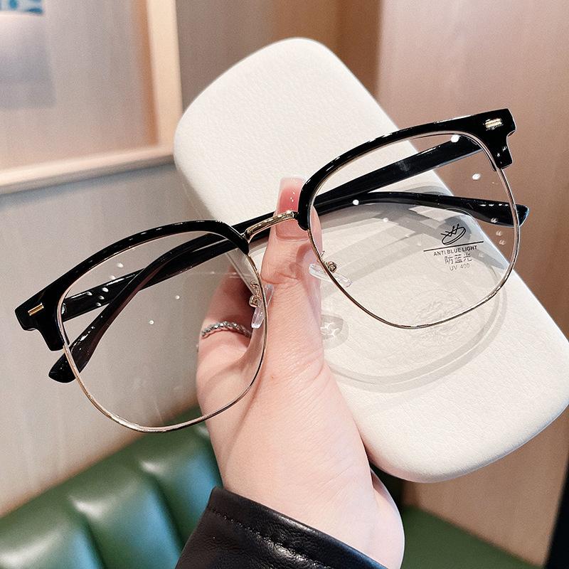 Semi-Rimless  Material Men'S Glasses Frame Square Shape Blue Light Blocking Frames For Women Glasses