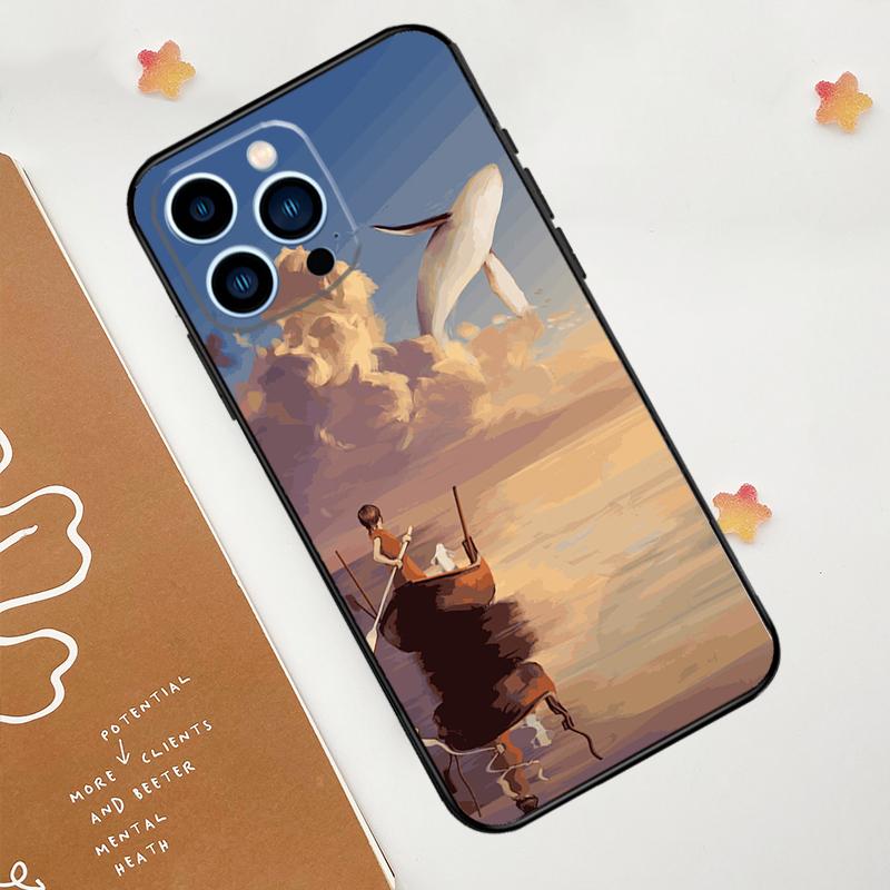 Flying Whale Magical Phone Case For iPhone 17 Pro Max 11 14 15 16 Pro Max 12 13 Mini 16 Plus 16e 17 Air Funda
