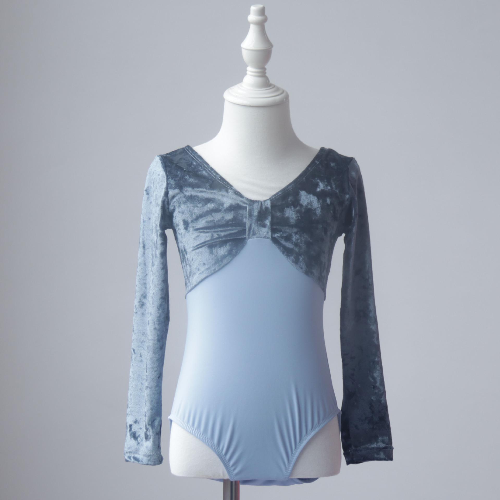 

Детская танцевальная одежда для девочек, китайская танцевальная одежда с длинными рукавами для занятий балетом 110 синий