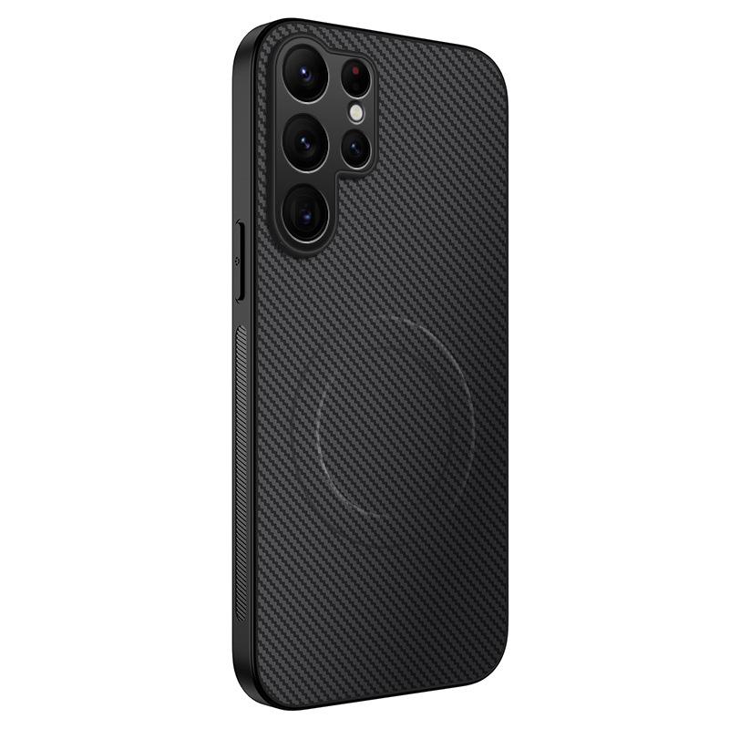 Applicable to Samsung S26Ultra carbon fiber pattern magnetic mobile phone case S25Ultra matte S24Ultra protective case