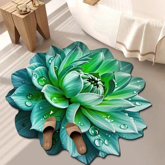 3D Flower Area Rug Realistic 3D Floral Pattern Plush Floor Mat Non-Slip Soft Velvet Bathroom Mat for Living Room Bedroom Kitchen Entryway