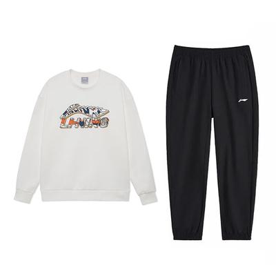 Fashion Letter Trendy Loose Soft Fleece Warm Comfortable Versatile Round Neck Pullover Sweatshirt Casual Sports Suit AWDVP37-1+YYKV235-1