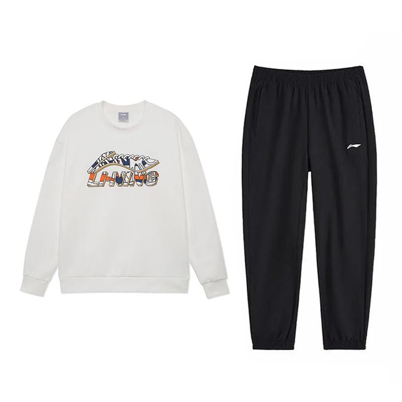 

Li-Ning Fashion Letter Trendy Loose Soft Fleece Warm Comfortable Versatile Round Neck Pullover Sweatshirt Casual Sports Suit AWDVP37-1+YYKV235-1 4XL