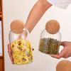 1pc Storage Container, Round Sealed Jar Glass Storage Jar With Sustainable Cork Lid, For Coffee,Tea,Spices ,Kitchen Organizers
